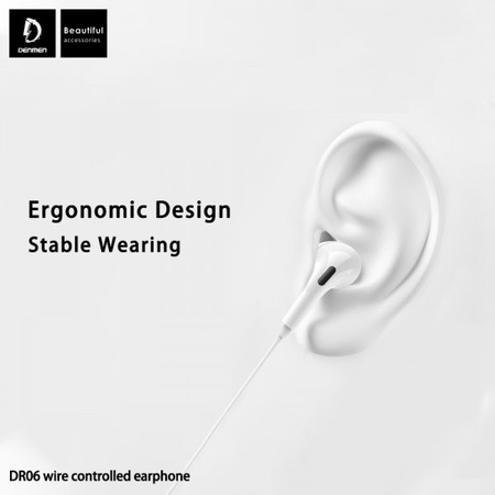 SŁUCHAWKI UNIWERSALNE DENMEN JACK 3,5 CALA BIAŁE DOUSZNE DR06