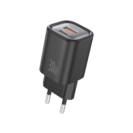FONENG wall charger EU71 PD 30W 1xUSB-C + 1xUSB QC3.0 + cable USB-C - USB-C Black