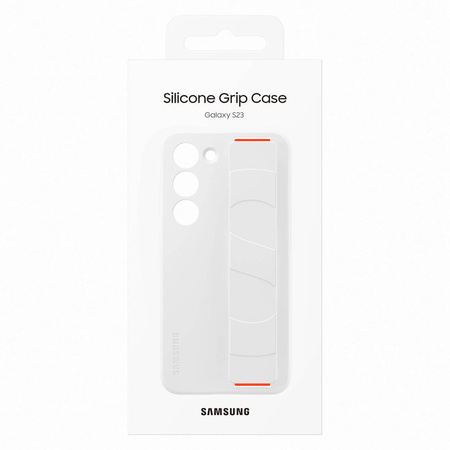 Samsung Silicone Grip Cover etui Samsung Galaxy S23 silikonowy pokrowiec z paskiem na rękę białe (EF-GS911TWEGWW)