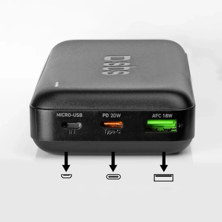 Powerbank SBS TTBB20000PD20K 20000 mAh 20W PD USB-C, USB-A, Micro-USB - Schwarz