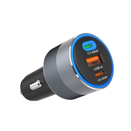 FORCELL F-ENERGY Alu - ładowarka samochodowa 85W PD+QC4.0+SAM SFC 2.0, 2xUSB C+USB A
