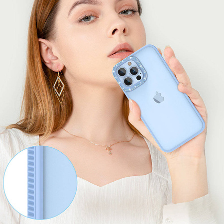 Kingxbar Sparkle Series etui iPhone 13 Pro Max z kryształami obudowa pokrowiec na tył plecki niebieski