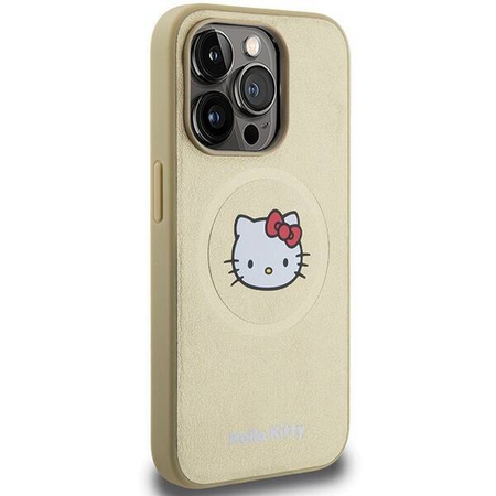 Etui Hello Kitty Leather Kitty Head MagSafe na iPhone 14 Pro - złote