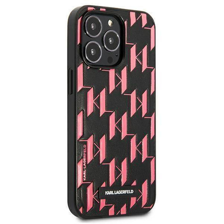 Original Handyhülle IPHONE 13 PRO Karl Lagerfeld Hardcase Monogram Plaque (KLHCP13LMNMP1P) rosa