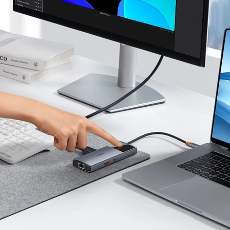 USB-HUB 6in1 Baseus Metal Gleam Series II USB-A/USB-C/USB-C PD/HDMI/RJ45/SD/TF – schwarz