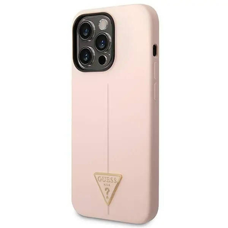Guess Silicone Triangle Logo - Etui iPhone 14 Pro (różowy)