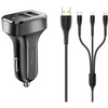USAMS Ład. sam. 2xUSB C13 2,1A 3w1 (microUSB/USB-C/lightning) czarny/black NTU35YTSC13TZ
