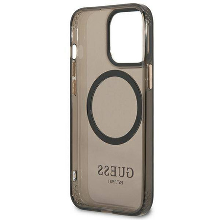 Oryginalne Etui IPHONE 13 PRO Guess Hard Case Gold Outline Translucent MagSafe (GUHMP13LHTCMK) czarne