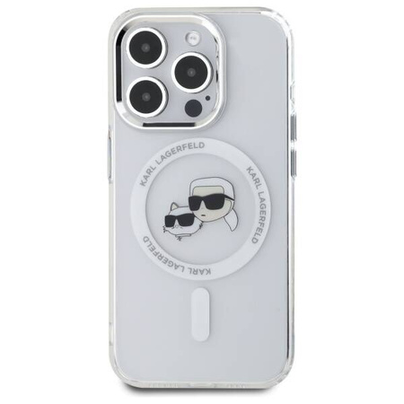 Etui Karl Lagerfeld IML Metal Karl&Choupette Head MagSafe na iPhone 15 Pro - białe
