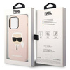 Oryginalne Etui IPHONE 14 PRO Karl Lagerfeld Hardcase Silicone Karl`s Head MagSafe (KLHMP14LSLKHLP) różowe