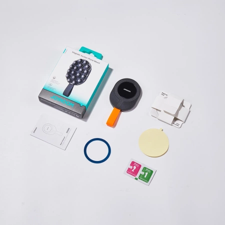Joyroom JR-ZS393-S magnetic holder with suction cups for 4.7-7" phone - black and orange