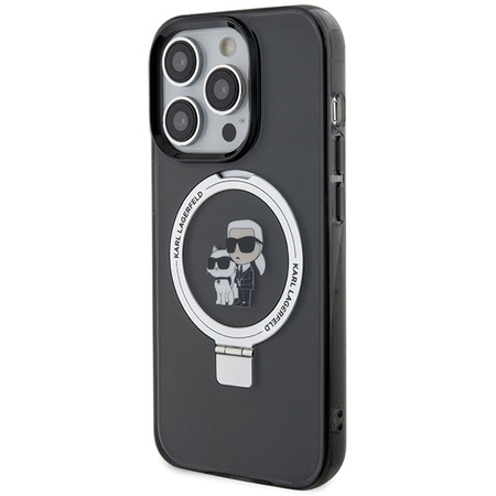 Etui Karl Lagerfeld Ring Stand Karl&Choupettte MagSafe do iPhone 13 Pro - czarne