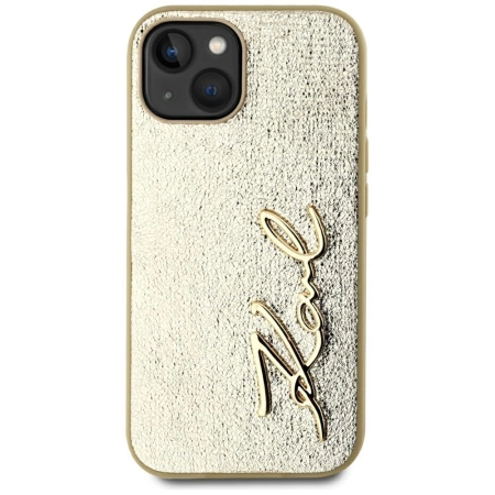 Karl Lagerfeld Wrinkled Metal Signature iPhone 15 Hülle - Gold