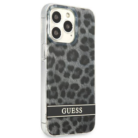 Schutzhülle IPHONE 13 PRO Guess Hardcase Leopard (GUHCP13LHSLEOK) grau