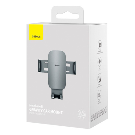 Baseus Metal Age II Gravitational Car Holder on ventilation grid (gray)