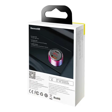 Baseus Magic Series PPS - ładowarka samochodowa Quick Charge 4.0+ / QC3.0 45W 6A czerwony (CCMLC20C-09)