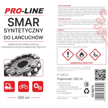 Synthetic chain lubricant PRO-LINE spray 500ml