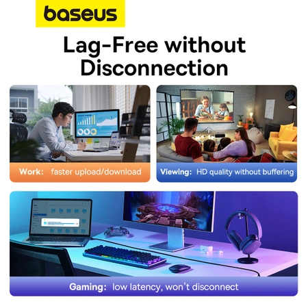 Baseus High Speed ​​Cat 5 RJ-45 1000 Mbit/s Ethernet-Kabel 8 m rund – Schwarz