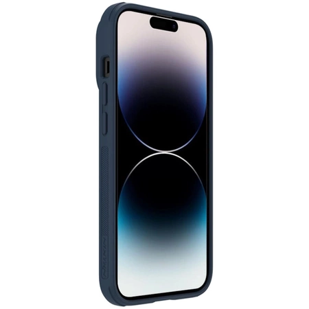 Nillkin Textured S Case für iPhone 14 Pro, gepanzerte Hülle mit Kameraabdeckung, blau