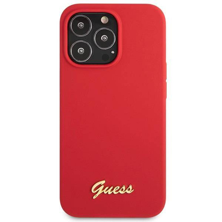 Guess GUHCP13XLSLMGRE iPhone 13 Pro Max 6,7" rot/burgund Hartschale Silikon Vintage Gold Logo