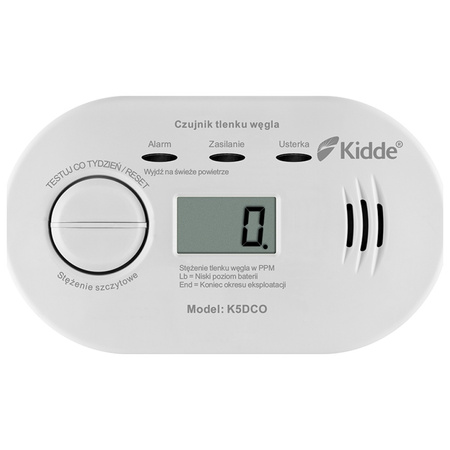 Czujnik czadu KIDDE K5DCO wyświetlacz LCD