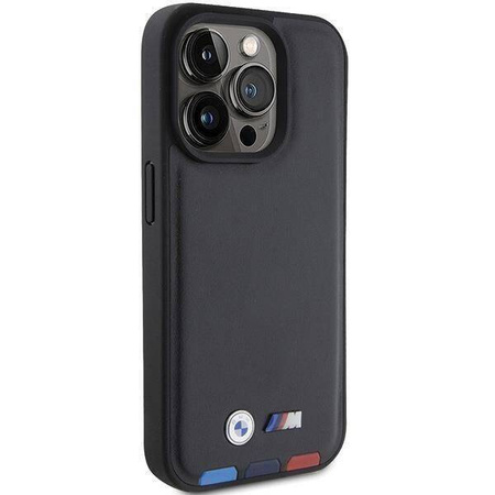 BMW BMHCP15L22PTDK iPhone 15 Pro 6,1&quot; schwarz/schwarzer Lederstempel Tricolor