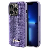 Guess Pailletten-Schriftzug-Metallgehäuse für iPhone 14 Pro Max – Lila