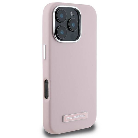 Karl Lagerfeld nakładka do iPhone 16 Pro 6,3&quot; KLHMP16LPGMSRPP różowa Hardcase FW Metal Plate MagSafe
