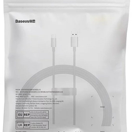 BASEUS kabel USB A do Typ C PD 100W 1,5m czarny P10320102114-01