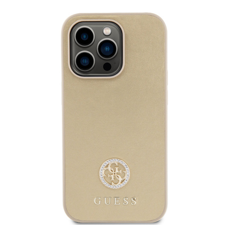 Etui Guess Strass Metal Logo do iPhone 15 Pro - złote