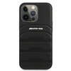 AMG nakładka do iPhone 13 6,1" AMHCP13LGSEBK czarna HC Leather Debossed Lines White Logo