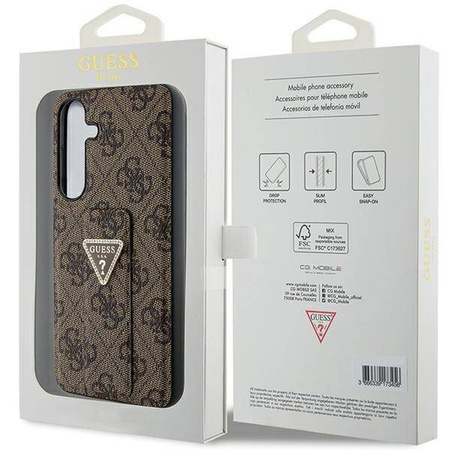 Guess GUHCS24SPGS4TDW S24 S921 braun/braun Hardcase Grip Stand 4G Triangle Strass