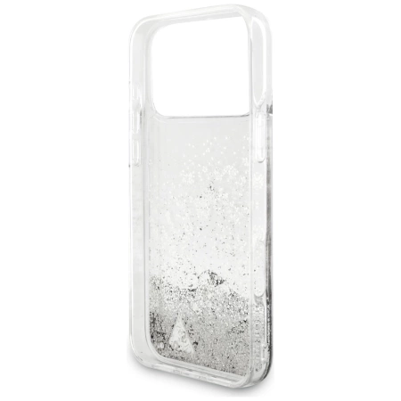 Etui Guess Liq. Glitter Charms na iPhone 17 Pro - srebrne