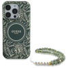 Etui Guess IML Flowers Allover Electro With Pearl Strap MagSafe na iPhone 16 Pro Max - zielone
