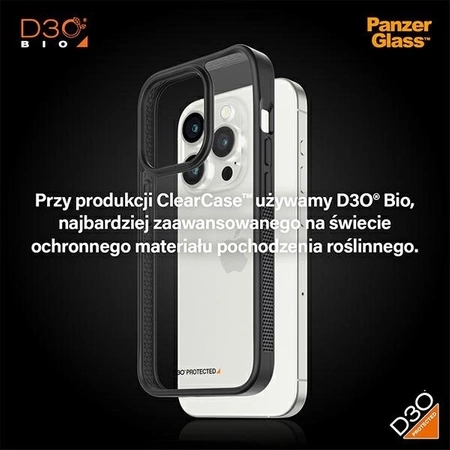Militärzertifizierte PanzerGlass ClearCase iPhone 15 Pro Hülle – Transparent und Schwarz
