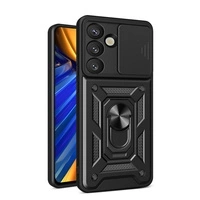 Hybrid Armor Camshield Case mit Ständer und Kameraabdeckung für OnePlus Ace Pro 5G / 10T 5G - Schwarz