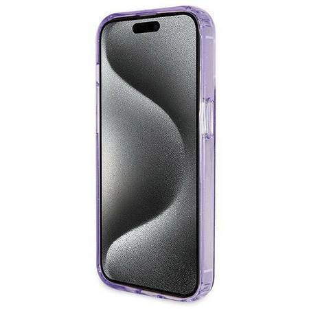 Original Handyhülle IPHONE 14 PRO MAX Guess Hardcase Ring Stand Script Glitter MagSafe (GUHMP14XHRSGSU) violett