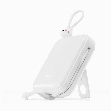 Joyroom powerbank z kablami USB C i Lightning oraz podstawką Cutie Series 10000mAh 22.5W biały (JR-L008) 