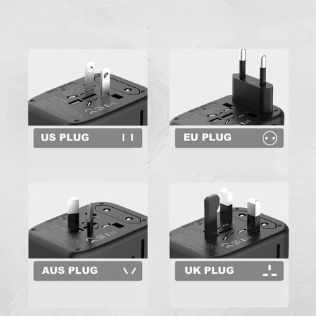 TECH-PROTECT TA200 TRAVEL ADAPTER EU / UK / US / AU BLACK