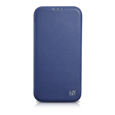 iCarer CE Premium Leather Folio Case skórzane etui iPhone 14 Plus z klapką magnetyczne MagSafe niebieski (WMI14220715-BU)