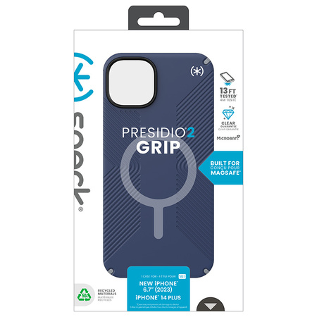 Speck Presidio2 Grip Magsafe - Etui iPhone 15 Plus / iPhone 14 Plus (Coastal Blue / Dustgrey / White)