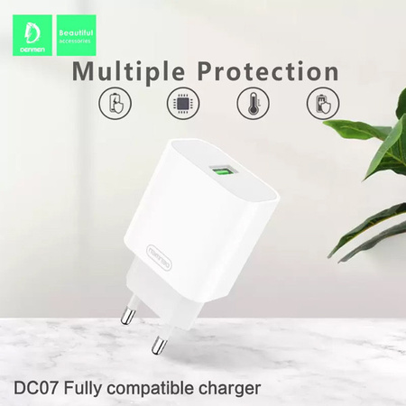 ŁADOWARKA SIECIOWA 3.6A 18W BIAŁA DENMEN 3600mA  SINGLE FAST CHARGING DC07