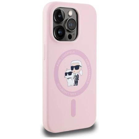 Karl Lagerfeld Silicone Karl&amp;Choupette MagSafe iPhone 14 Pro Case - Pink