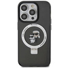 Karl Lagerfeld KLHMP15LHMRSKCK iPhone 15 Pro 6,1&quot; schwarz/schwarz Hardcase Ringständer Karl&amp;Choupette MagSafe