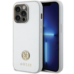 Original Handyhülle APPLE IPHONE 15 PRO Guess Hardcase Strass Metal Logo (GUHCP15LPS4DGPS) silber
