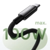 Baseus Tungsten Gold magnetisches USB-C / USB-C-Kabel 100 W 1 m – schwarz