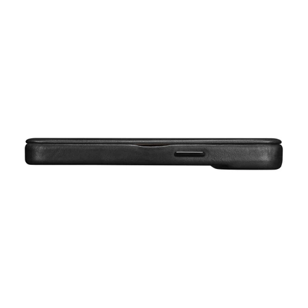iCarer CE Oil Wax Premium Leather Folio Case skórzane etui iPhone 14 Plus z klapką magnetyczne MagSafe czarny (AKI14220707-BK)