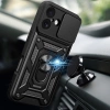 Etui Hybrid Armor Camshield na iPhone 17 pancerne z podstawką i osłoną aparatu - czarne