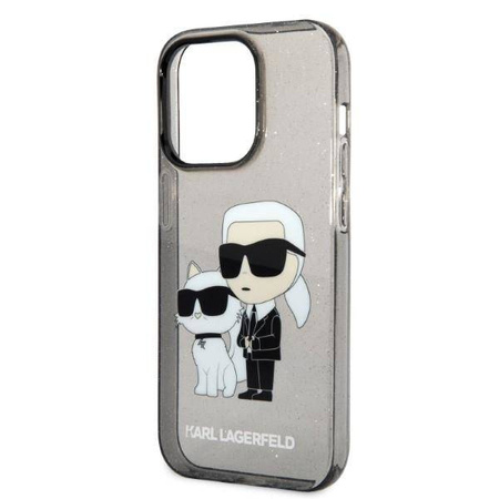 Karl Lagerfeld IML Glitter NFT Karl & Choupette - Etui iPhone 14 Pro (czarny)