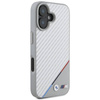 Original Handyhülle IPHONE 16 BMW Hardcase M Carbon Tricolor Line MagSafe (BMHMP16S23PUDTS) grau